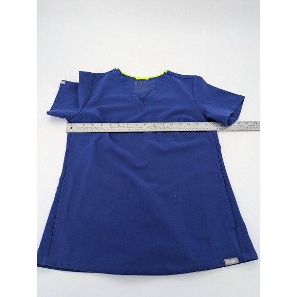 Figs Scrubs Top XS Navy Blue Technical Collection V Neck Medical Nurse Shirt - Picture 6 of 8